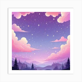 Sky With Twinkling Stars In Pastel Colors Square Composition 11 Art Print