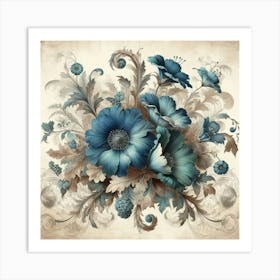 Elegant Botanical Harmony, A Vintage Floral Art Print Art Print