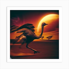 Ostrich Running In planet Venus Art Print