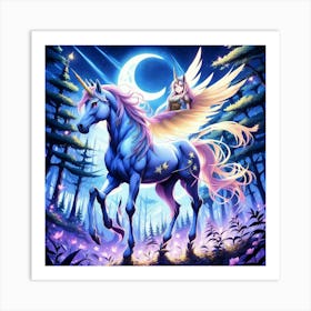 Unicorn In The Forest Art Print