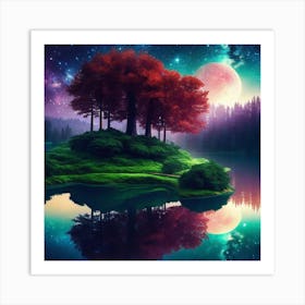 Tree In The Moonlight Art Print