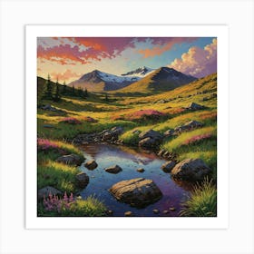 A Vibrant Colorful Illustration Of Ben Lawers I 0 Art Print