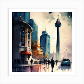 Toronto Cityscape Water Color 2 Art Print