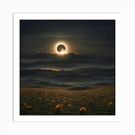 Eclipse In The Desert Art Print