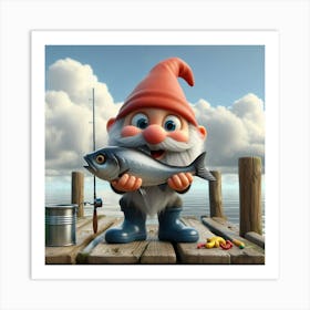 Fishing Gnome 10 Art Print