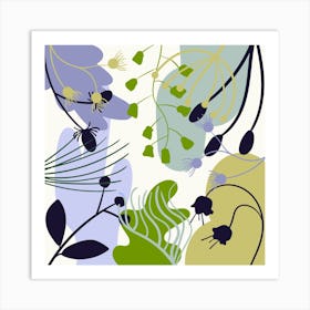 Abstract Flowers And Leaves 1 Art Print