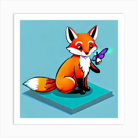 Fox With Butterfly Art Print