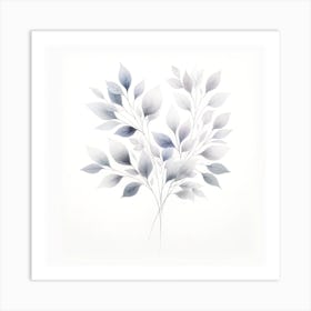 Watercolor Leaves On A White Background Art Print