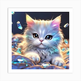 Cute Kitten With Crystals 1 Art Print