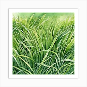 Watercolor Of Green Grass Art Print