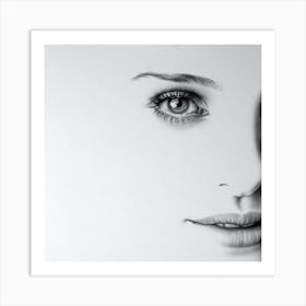 Natalie Portman Pencil Drawing Minimal Black and White Art Print