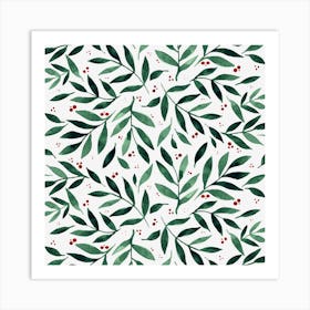 Pretty branches - green and red Art Print