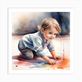 Watercolor Of A Child Art Print