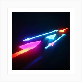 Abstract Navigation Arrows Glowing Neon Colors Against A Dark Gradient Background Suggested Moveme (3) Art Print