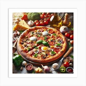 Pizza With Vegetables 1 Art Print