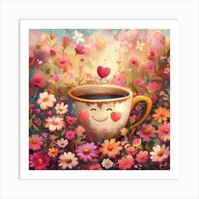 Love Coffee Cup Garden Art Print