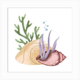 Ocean floor kids nursery art Art Print