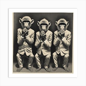 Three Monkeys Art Print