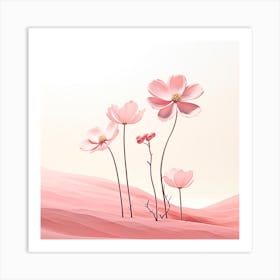 Pink Flowers In The Desert Art Print