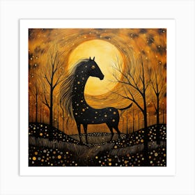 Horse In The Moonlight 2 Art Print