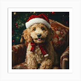 Christmas Goldendoodle 10 Art Print