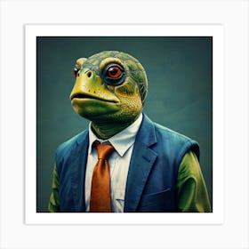 Turtle In A Suit Art Print