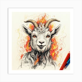 Goat In Flames 16 Art Print