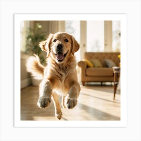 Golden Retriever Jumping Art Print