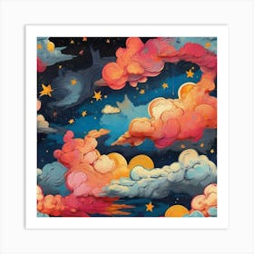 Pop Art graffiti Starry sky Art Print