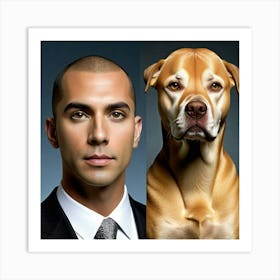 Portrait Of A Man And Dog Art Print