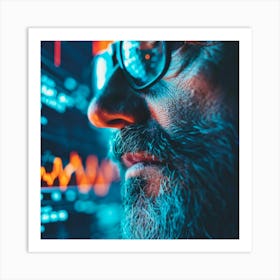 Man Looking At A Computer Screen 4 Art Print