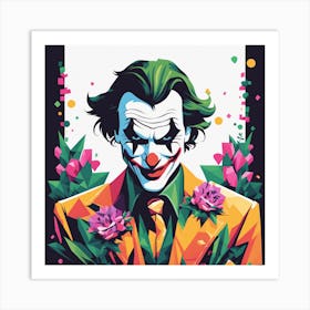 Joker Portrait Low Poly Painting (9) Art Print