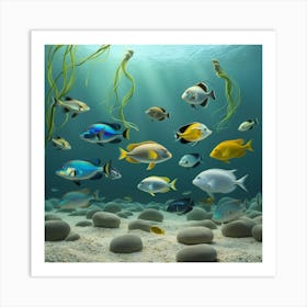 Default A Vibrant Underwater Scene At The Ocean Floor Illumina 3 Art Print