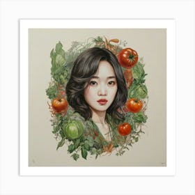 Girl With Vegetables Art Print