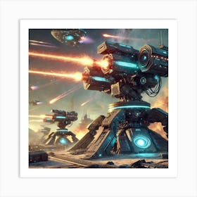 A Depiction Of Flamehunter Turrets From The Aurora Art Print