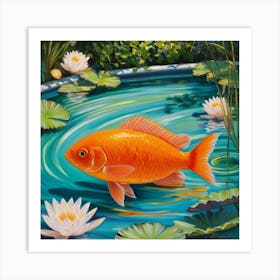 Default A Mesmerizing Oil Painting Of A Vibrant Orange Fish Sw 0 Art Print