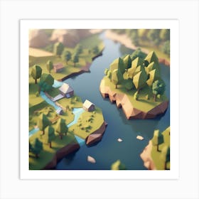 Low Poly Landscape 11 Art Print