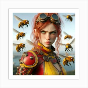 Girl With Bees Art Print
