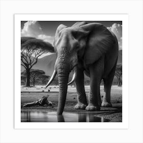 Elephant In The Savannah 2 Art Print