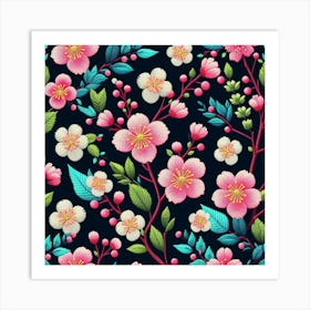 Sakura Flower Seamless Pattern Art Print