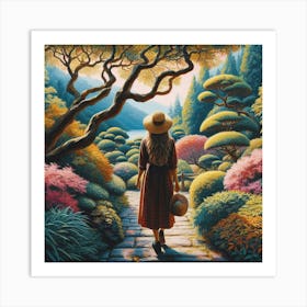 Girl In A Garden Painting Art Print