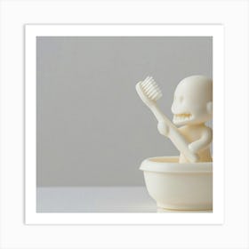 Toothbrush In A Bowl Art Print