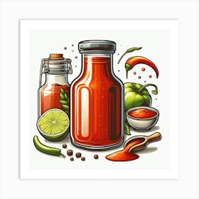 Hot Sauce Isolated On White Art Print