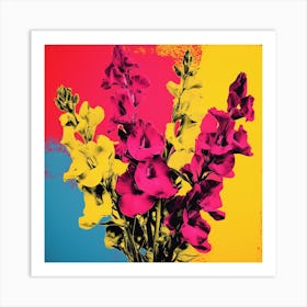 Andy Warhol Style Pop Art Flowers Snapdragon 3 Square Art Print