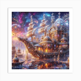 Ship In Space Art Print