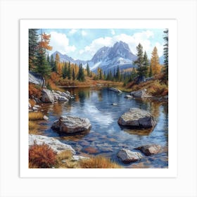 Lena1987 Secluded Alpine Lake 4 Art Print