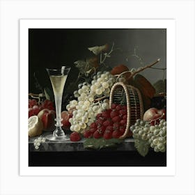 Still Life With Fruit And Champagne Art Print