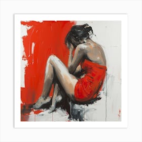 Red Woman In Red Dress Art Print