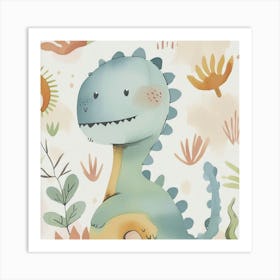 Cute Dinosaur Watercolour Style 2 Art Print