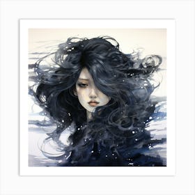 Girl With Black Hair Art Print